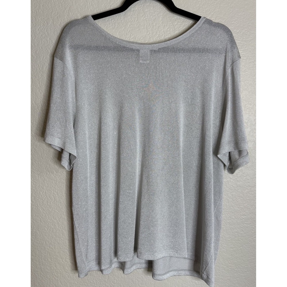 Judith Hart Womens‎ 2X Sheer Silver Metallic Sweater Top Party New Years Holiday